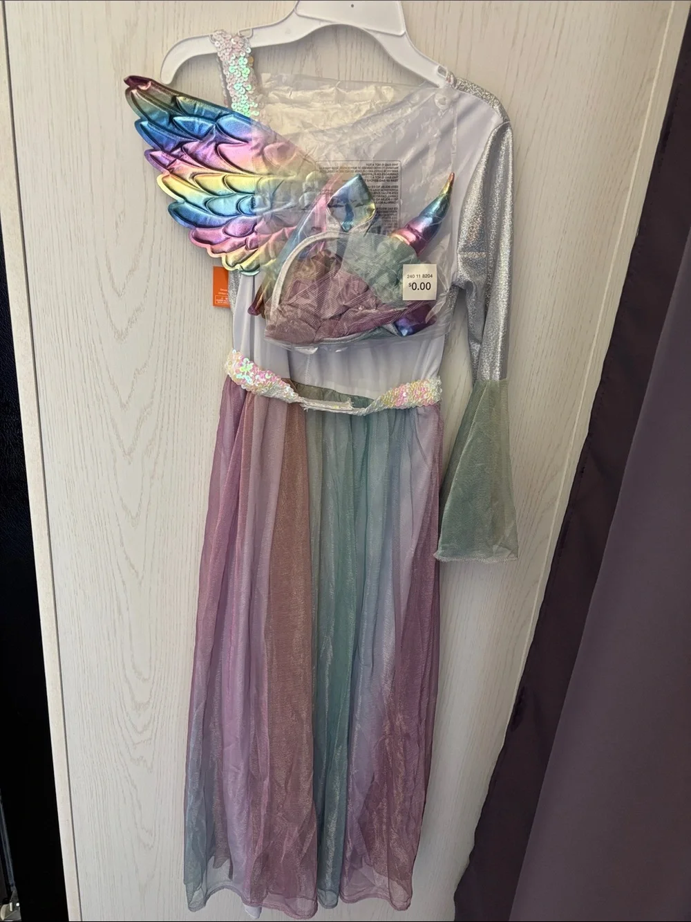 Mystical Unicorn Halloween Costume 10/12 Pastel Maxi Dress & Headpiece Kids Girl